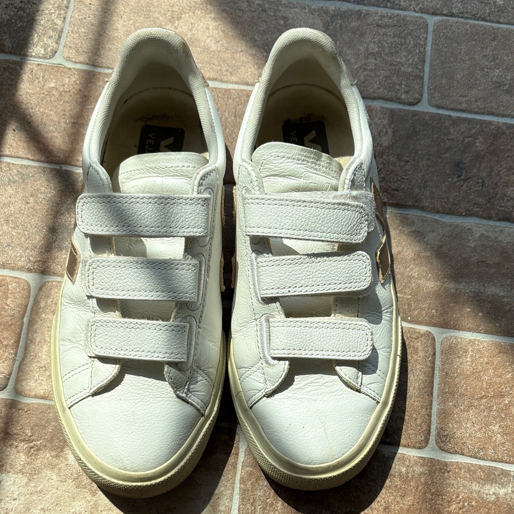Veja White Velcro Sneakers